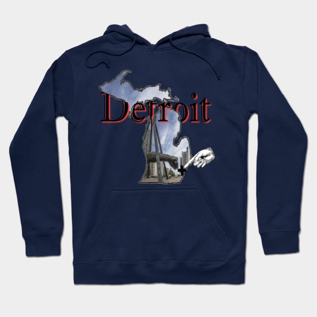 Michigan Map with Famous Fist Hoodie by KGCollection